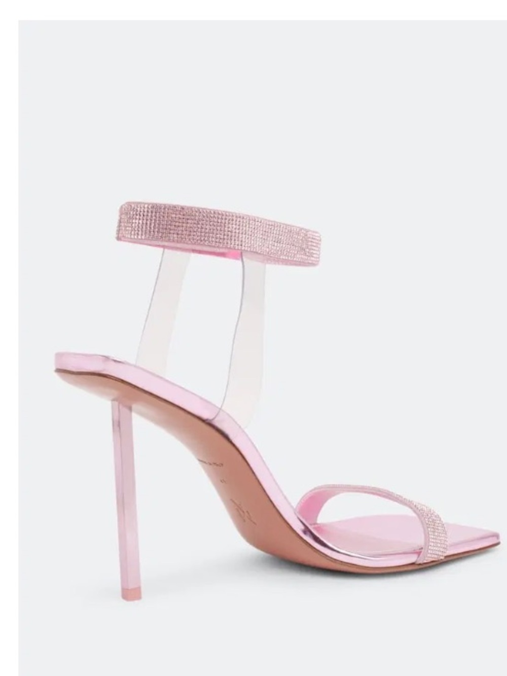 AMINA MUADDI Pink Rhinestone Ankle-Strap High Heel Sandals - Picture 16 of 16